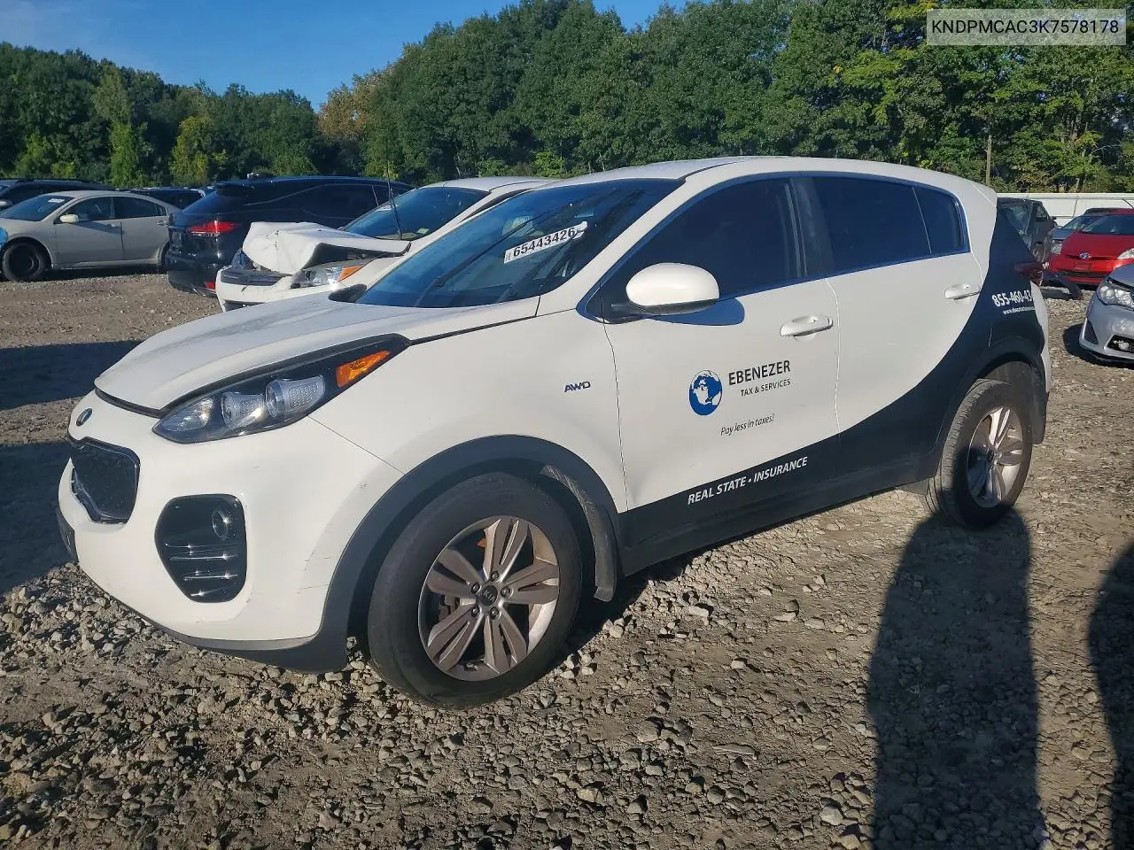 KIA SPORTAGE 2019, VIN KNDPMCAC3K7578178