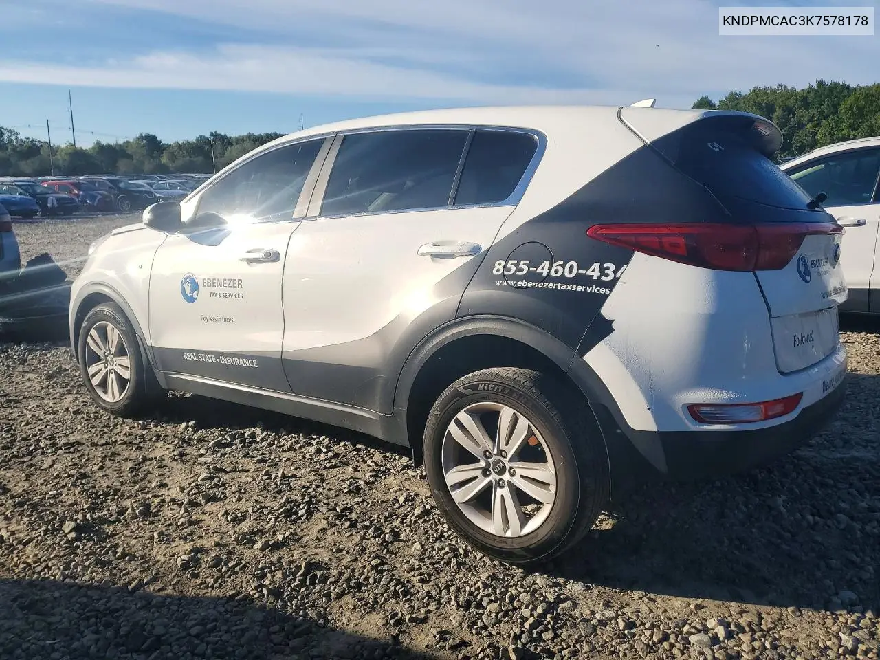 2019 KIA SPORTAGE VIN KNDPMCAC3K7578178 — фото 2