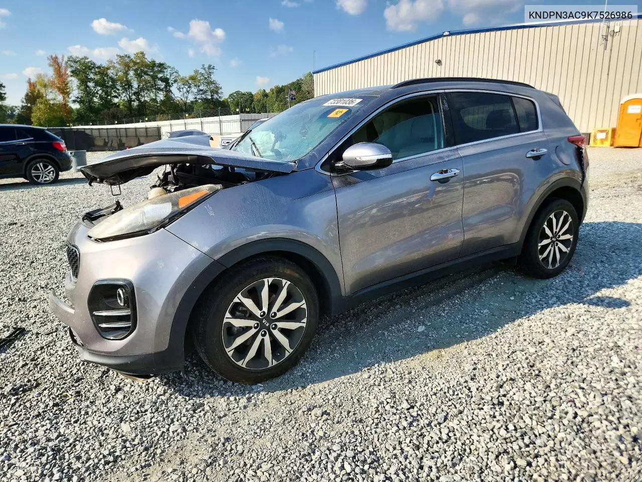 KIA SPORTAGE 2019, VIN KNDPN3AC9K7526986