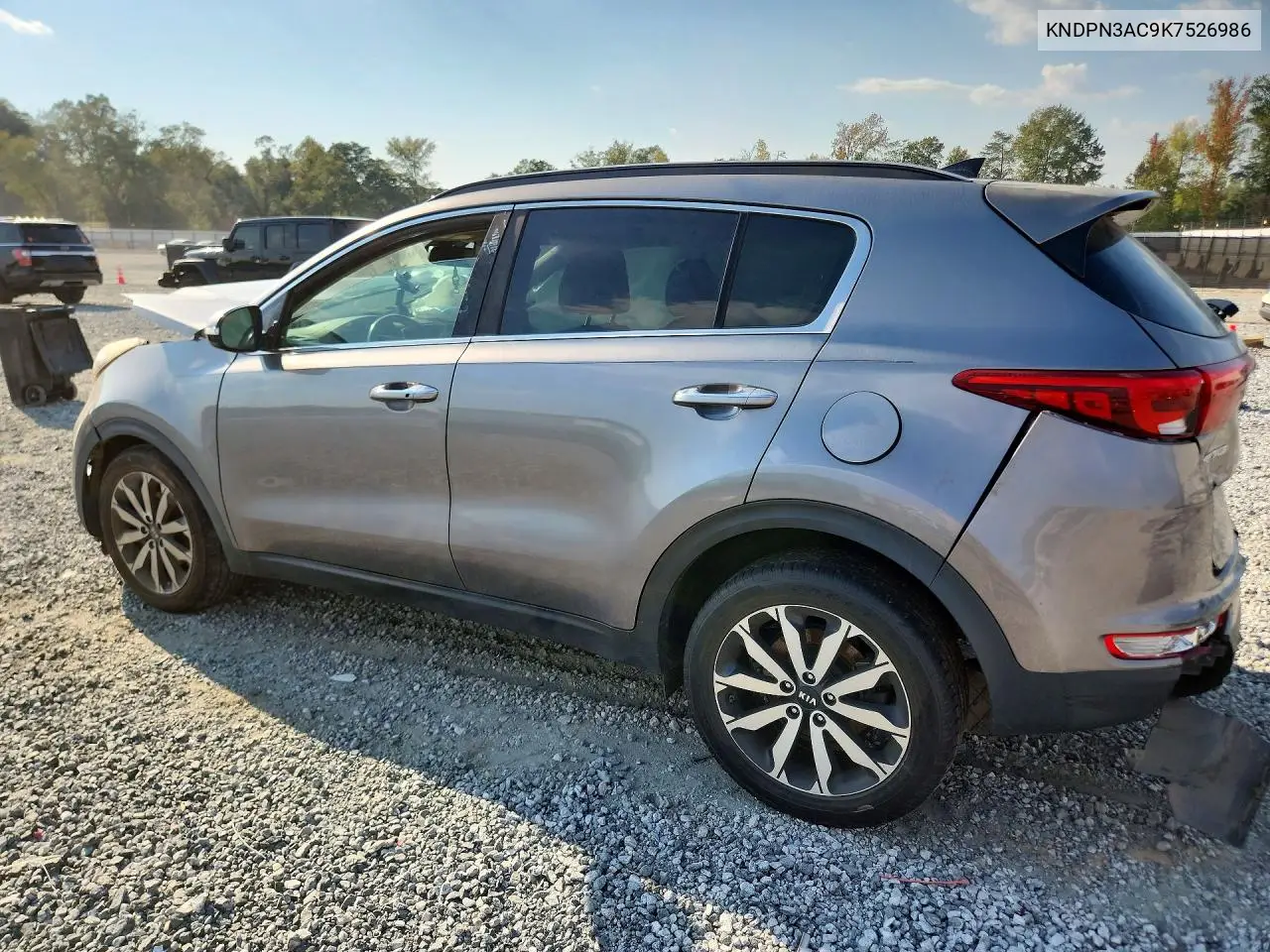 2019 KIA SPORTAGE VIN KNDPN3AC9K7526986 — фото 2