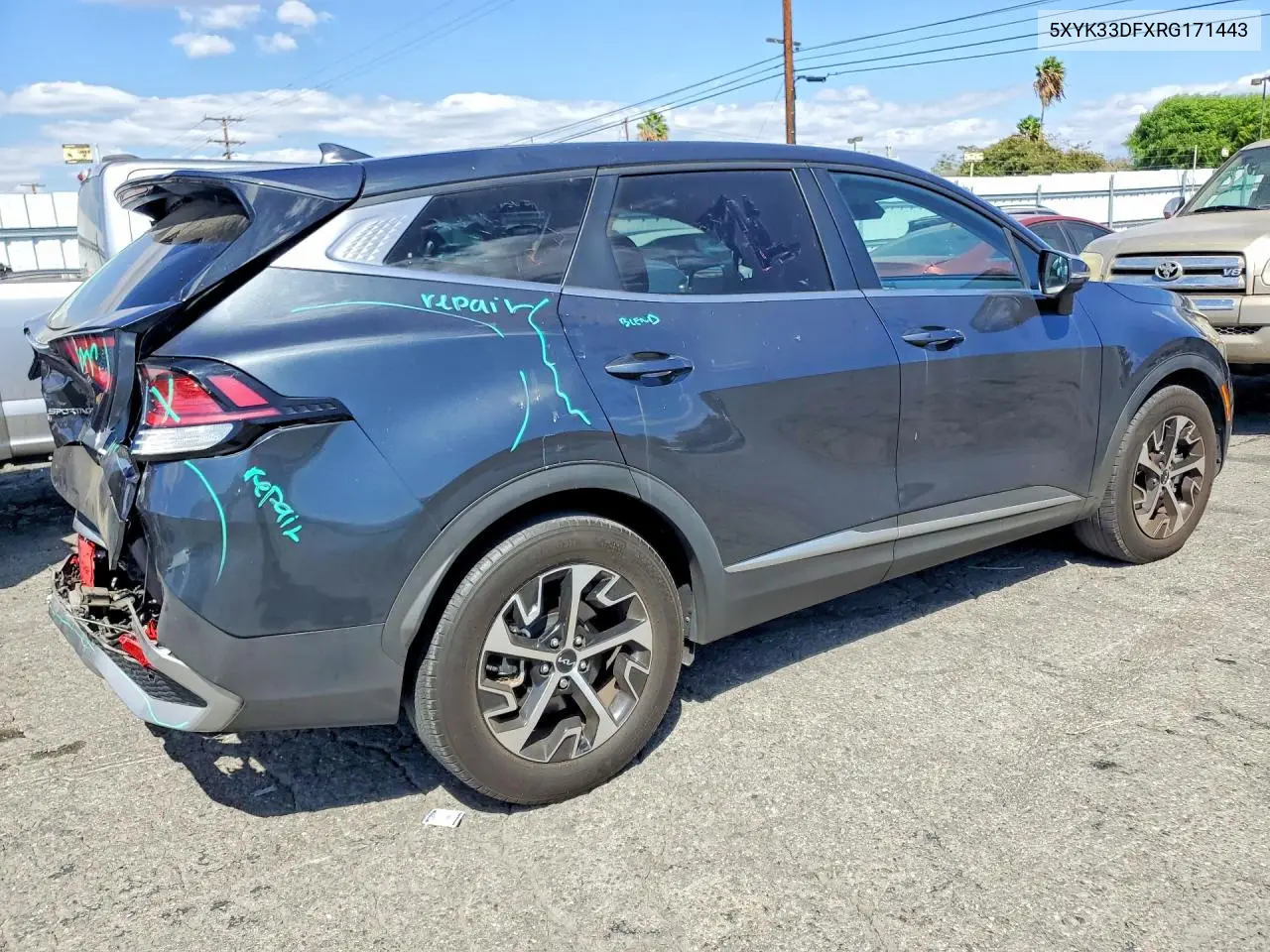 2024 KIA SPORTAGE VIN 5XYK33DFXRG171443 — фото 3