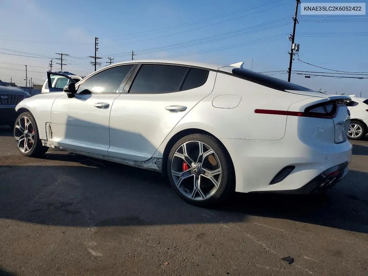 2019 KIA STINGER VIN KNAE35LC2K6052422 — фото 2