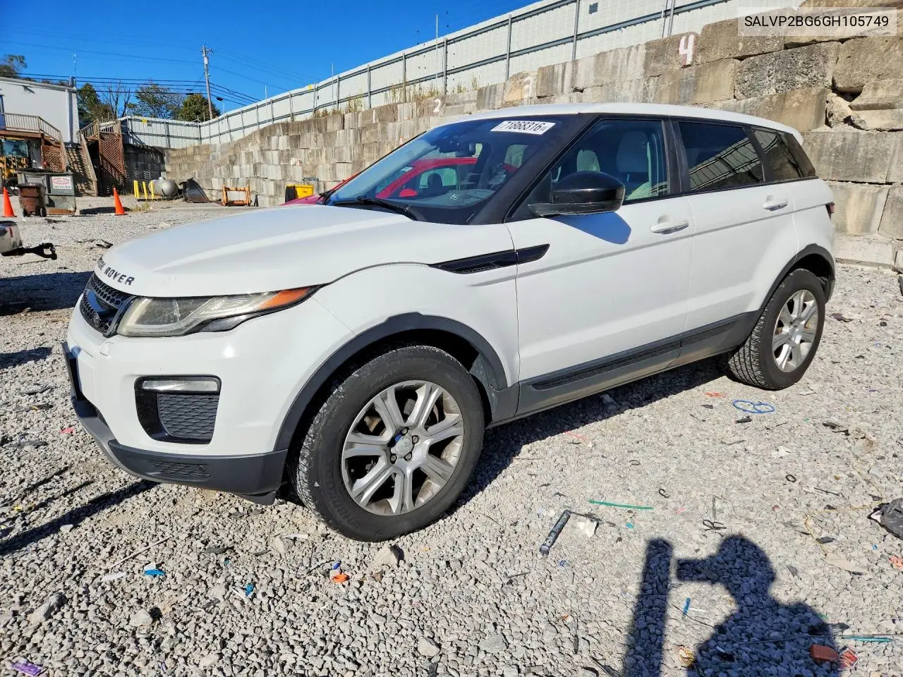 LAND ROVER RANGE ROVER EVOQUE 2016, VIN SALVP2BG6GH105749