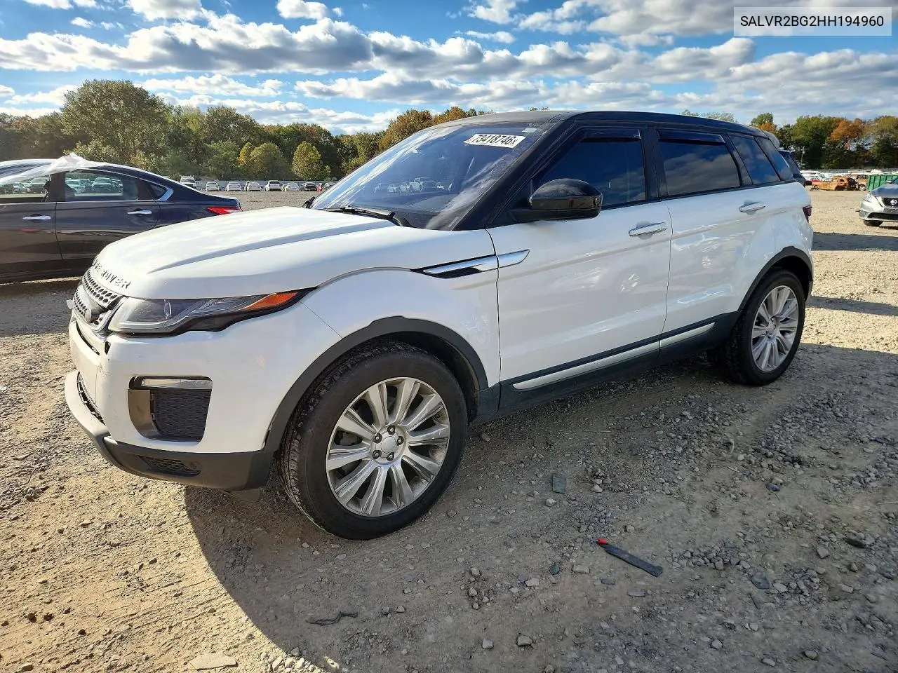 LAND ROVER RANGE ROVER EVOQUE 2017, VIN SALVR2BG2HH194960