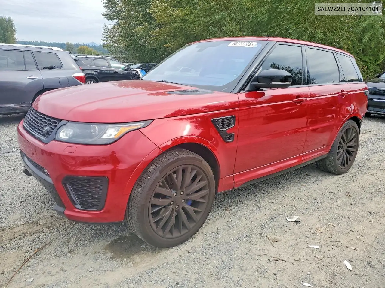 LAND ROVER RANGE ROVER SPORT 2016, VIN SALWZ2EF7GA104104