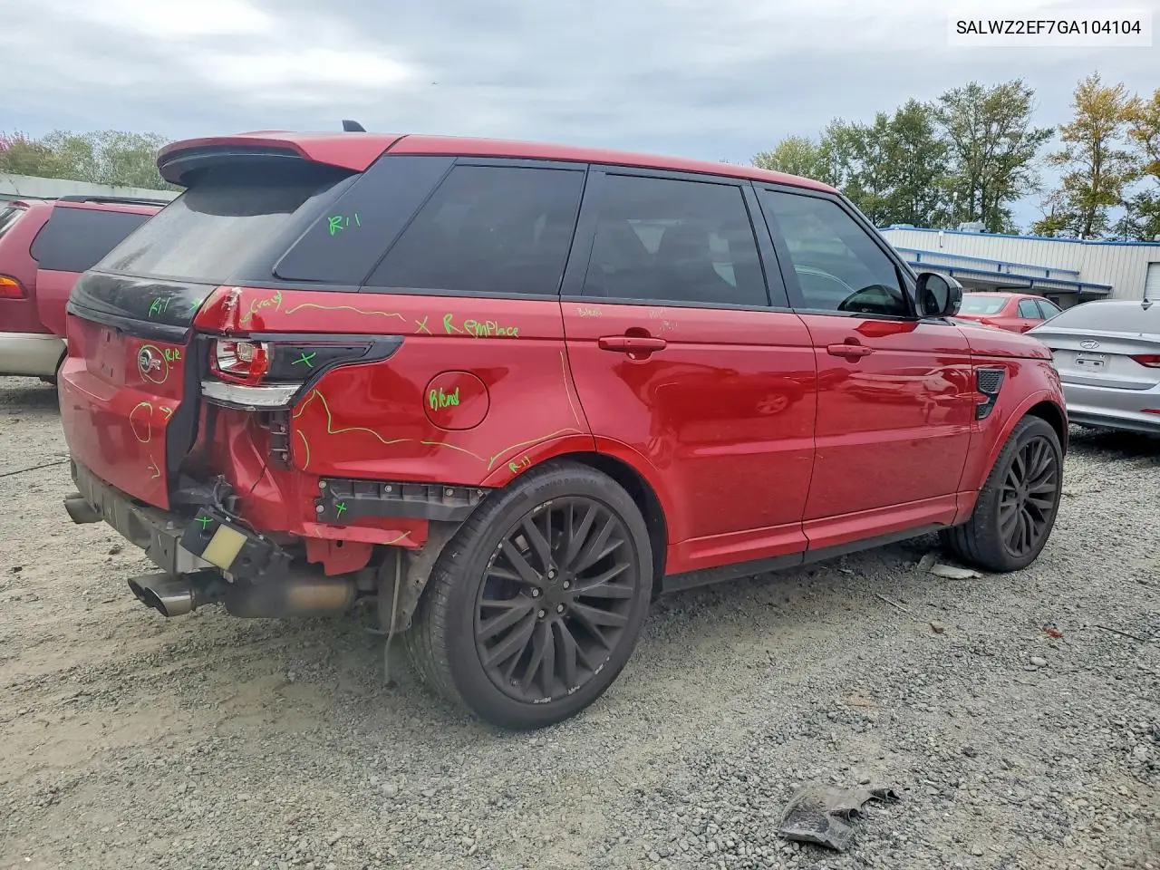 2016 LAND ROVER RANGE ROVER SPORT VIN SALWZ2EF7GA104104 — фото 3