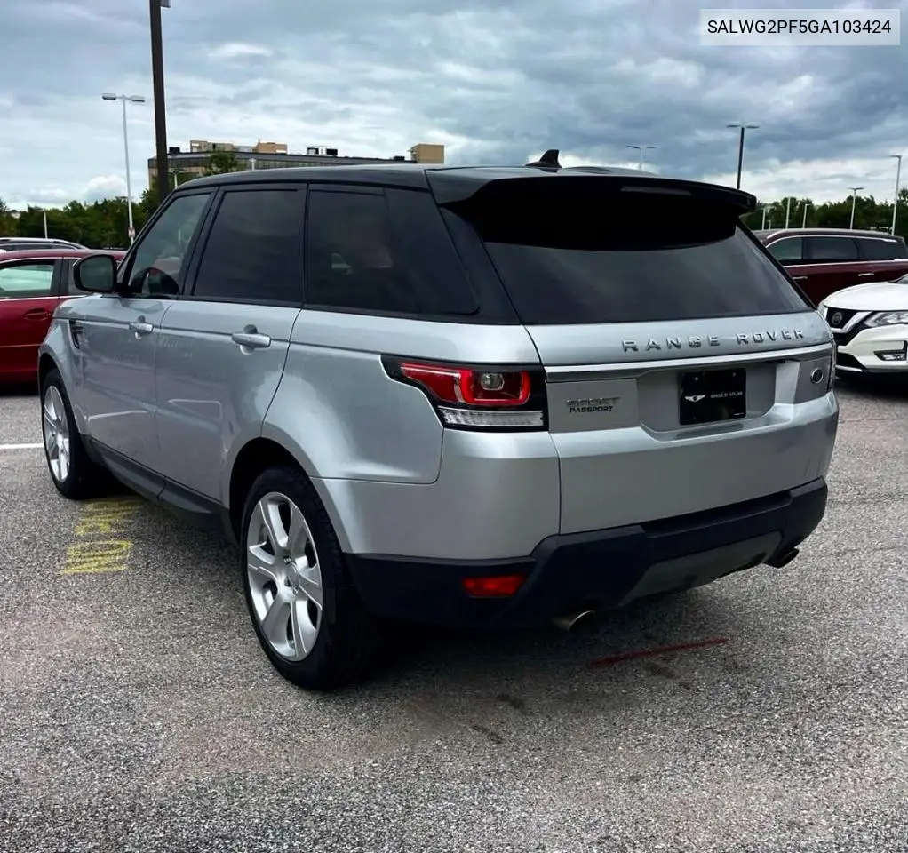 2016 LAND ROVER RANGE ROVER SPORT VIN SALWG2PF5GA103424 — фото 2