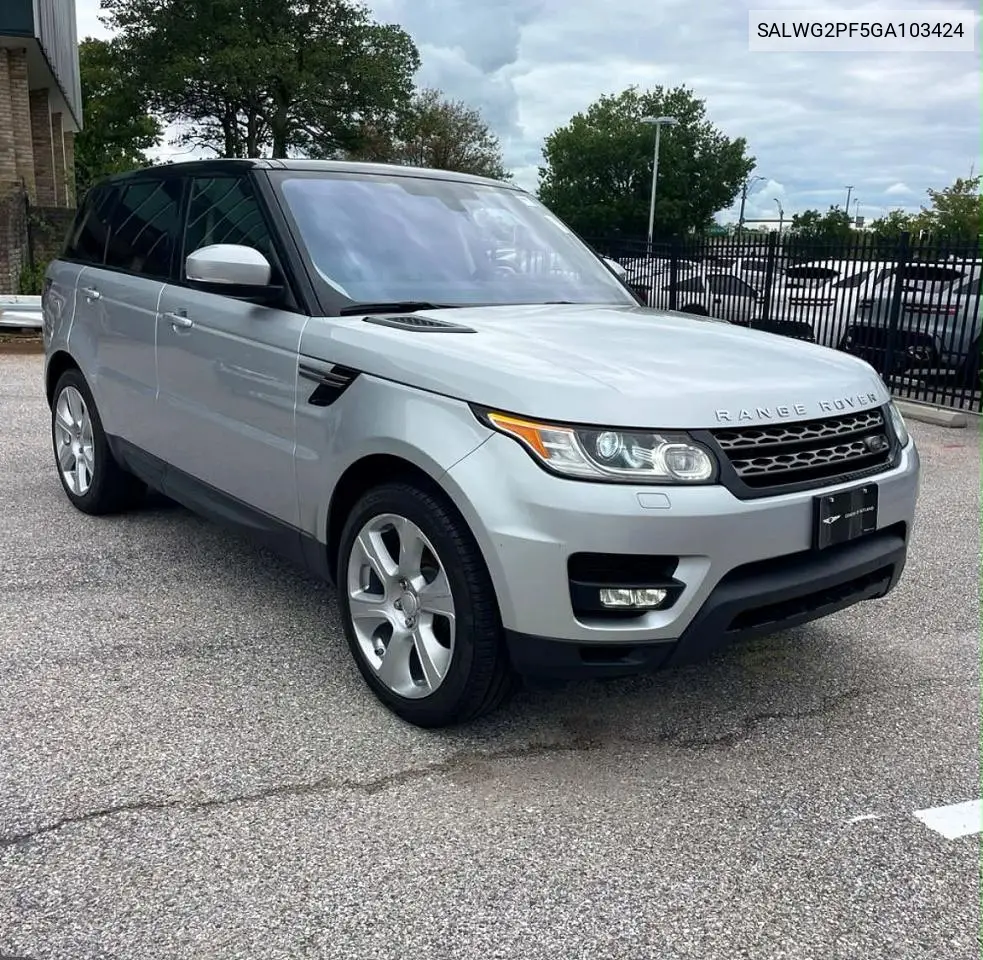 2016 LAND ROVER RANGE ROVER SPORT VIN SALWG2PF5GA103424 — фото 4