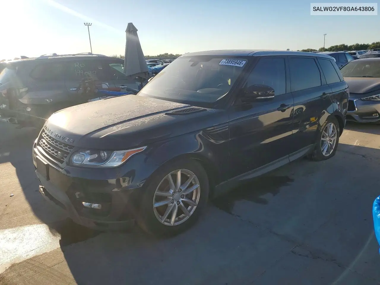 LAND ROVER RANGE ROVER SPORT 2016, VIN SALWG2VF8GA643806
