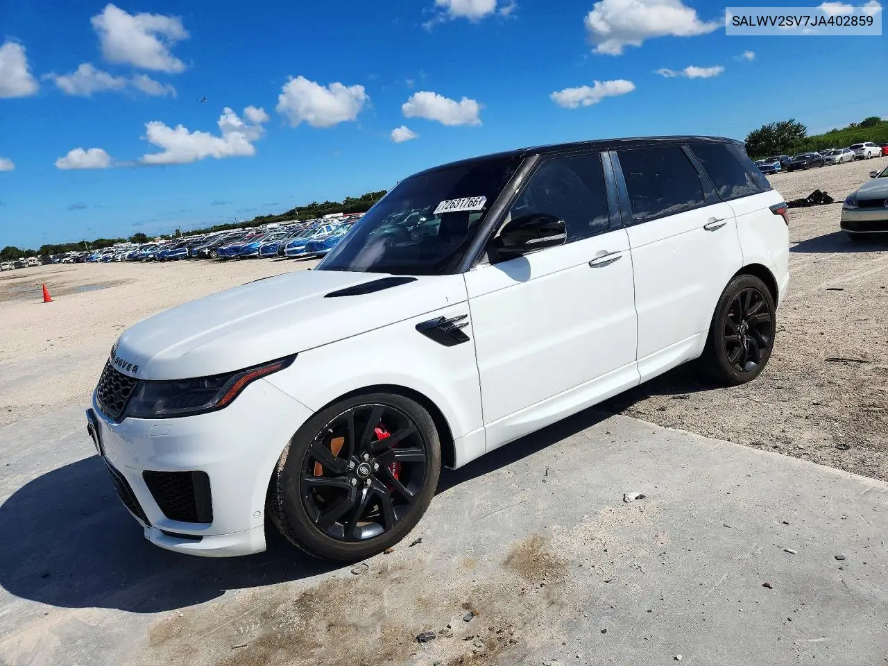 LAND ROVER RANGE ROVER SPORT 2018, VIN SALWV2SV7JA402859