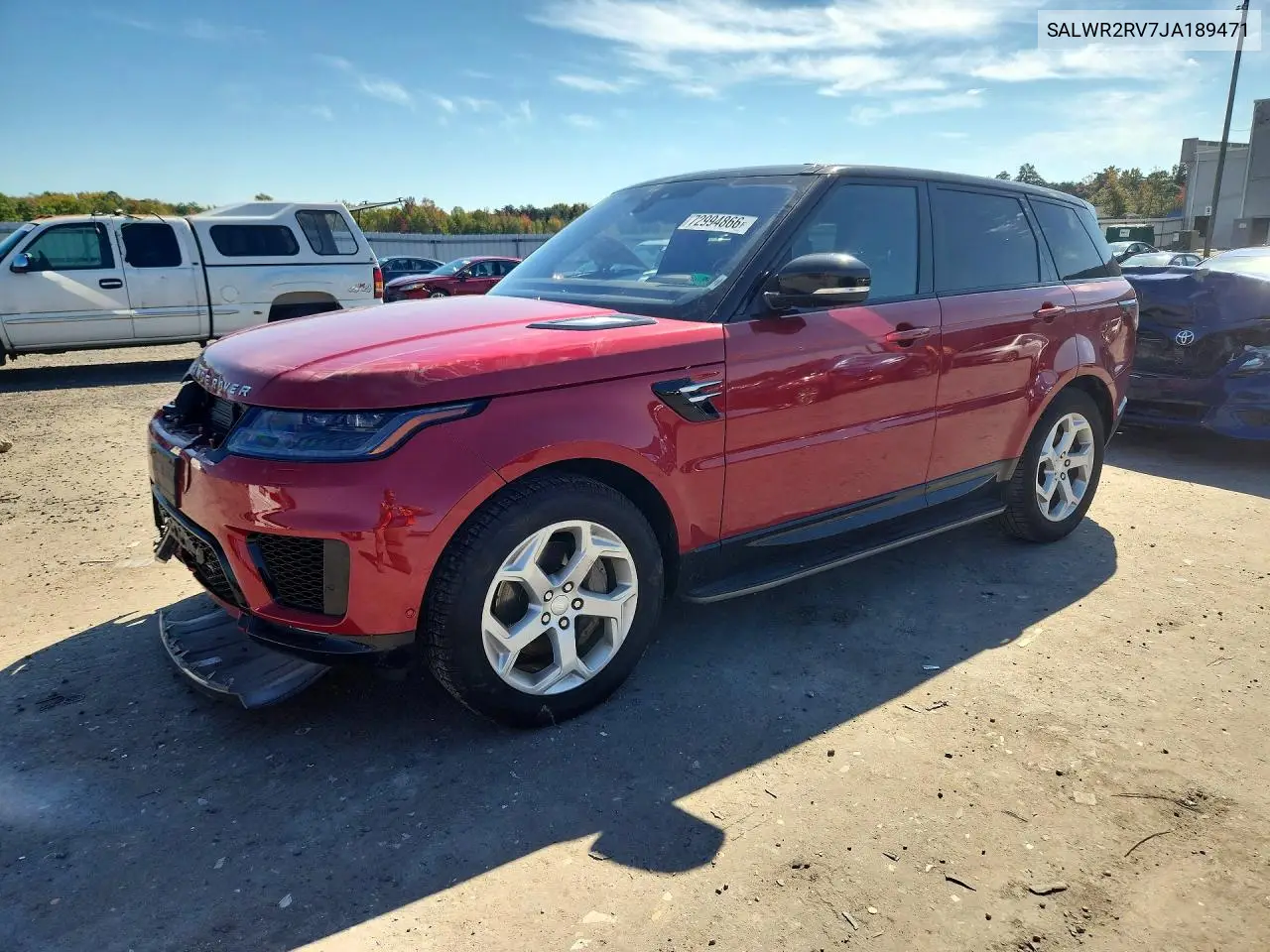 LAND ROVER RANGE ROVER SPORT 2018, VIN SALWR2RV7JA189471