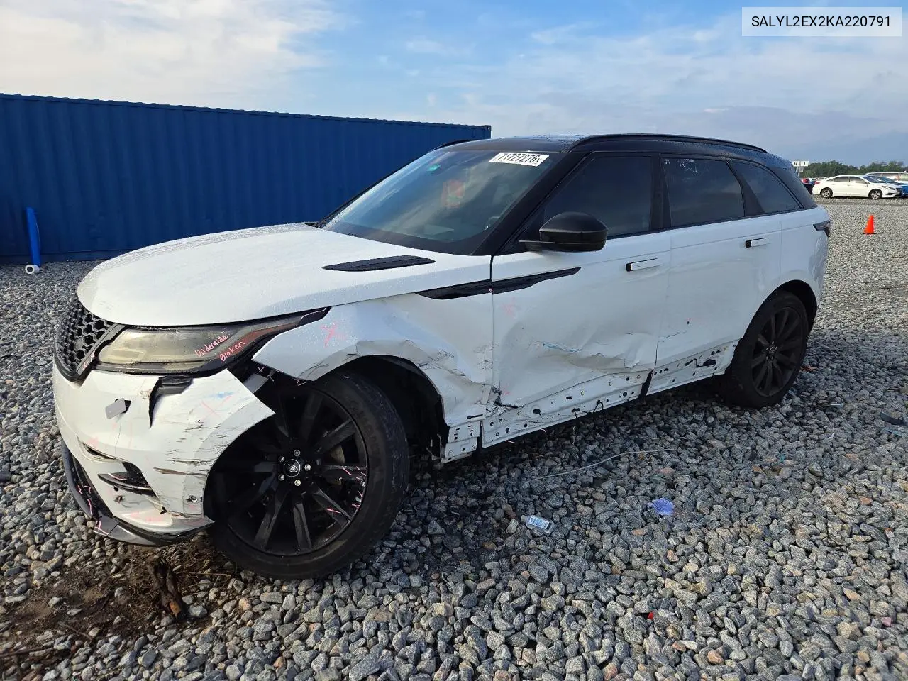 LAND ROVER RANGE ROVER VELAR 2019, VIN SALYL2EX2KA220791