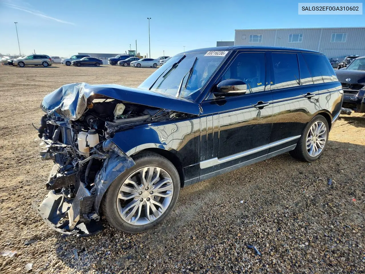 LAND ROVER RANGE ROVER 2016, VIN SALGS2EF0GA310602