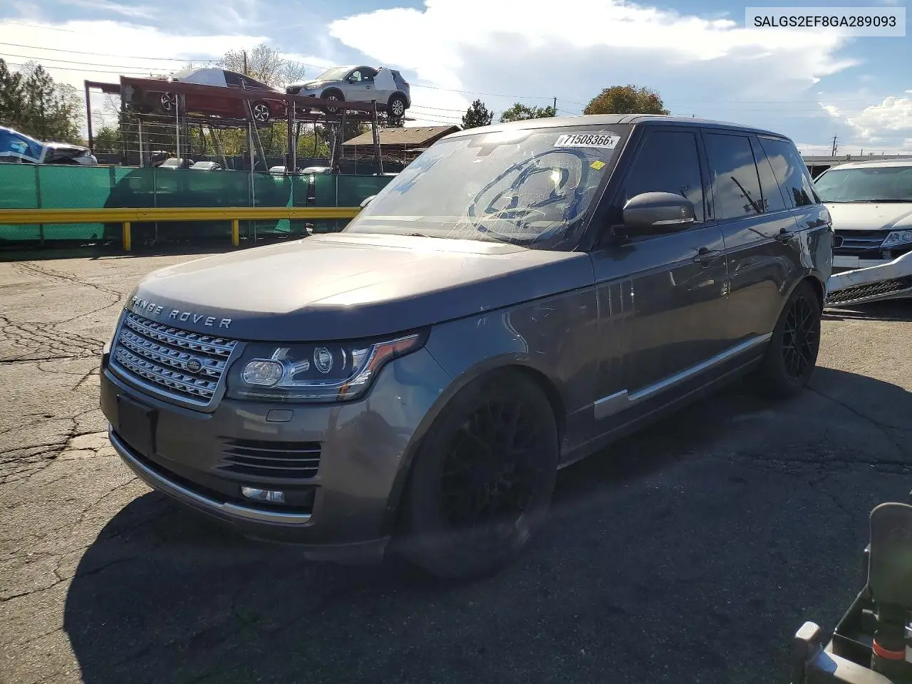 LAND ROVER RANGE ROVER 2016, VIN SALGS2EF8GA289093