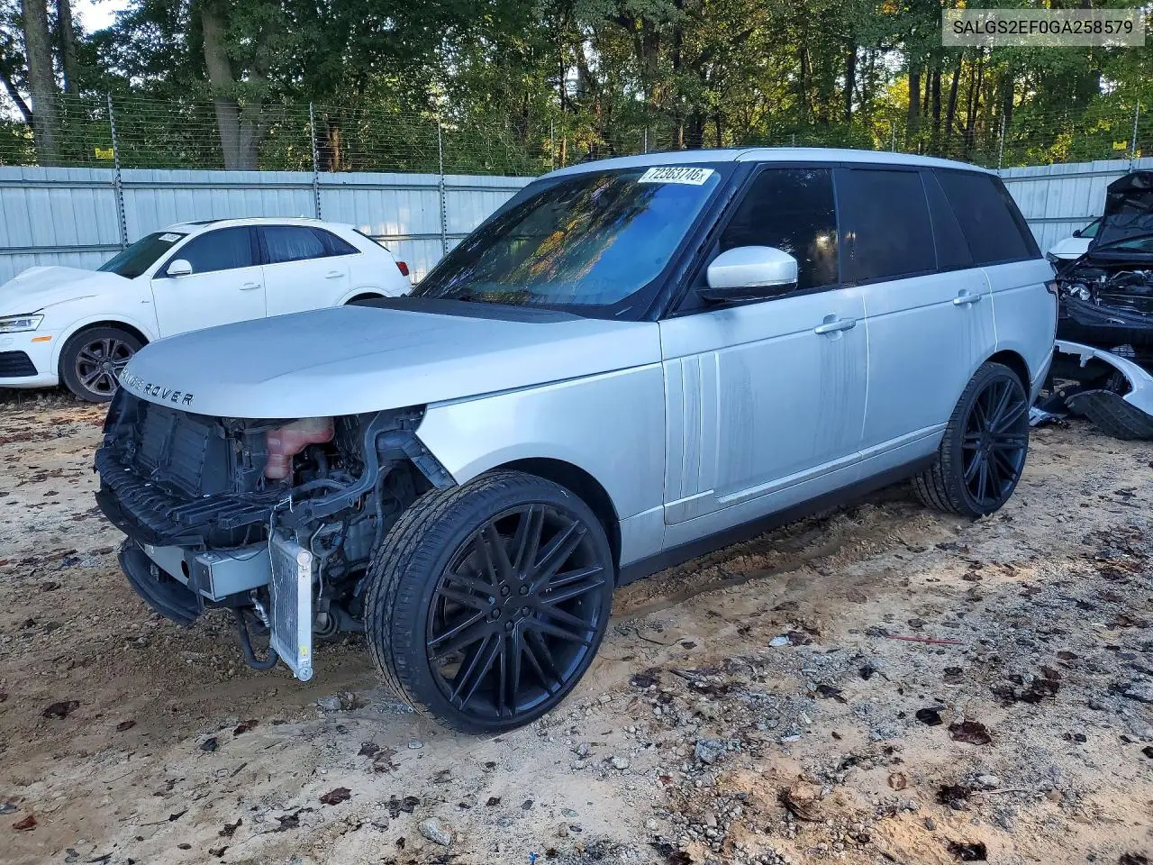 LAND ROVER RANGE ROVER 2016, VIN SALGS2EF0GA258579
