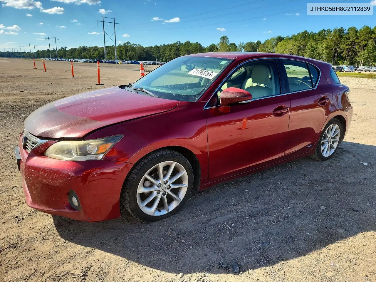 LEXUS CT 2012, VIN JTHKD5BH8C2112839