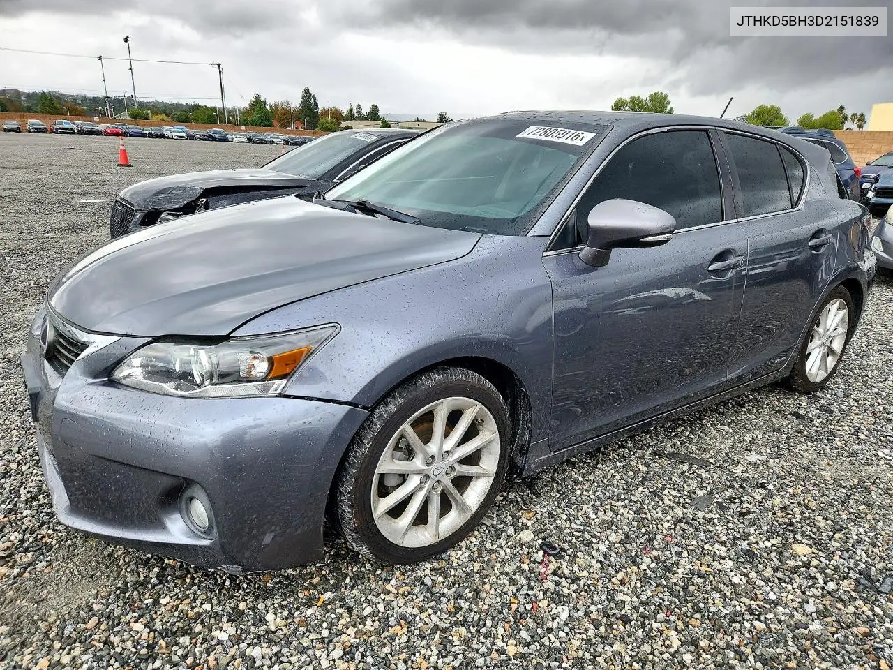 LEXUS CT 2013, VIN JTHKD5BH3D2151839