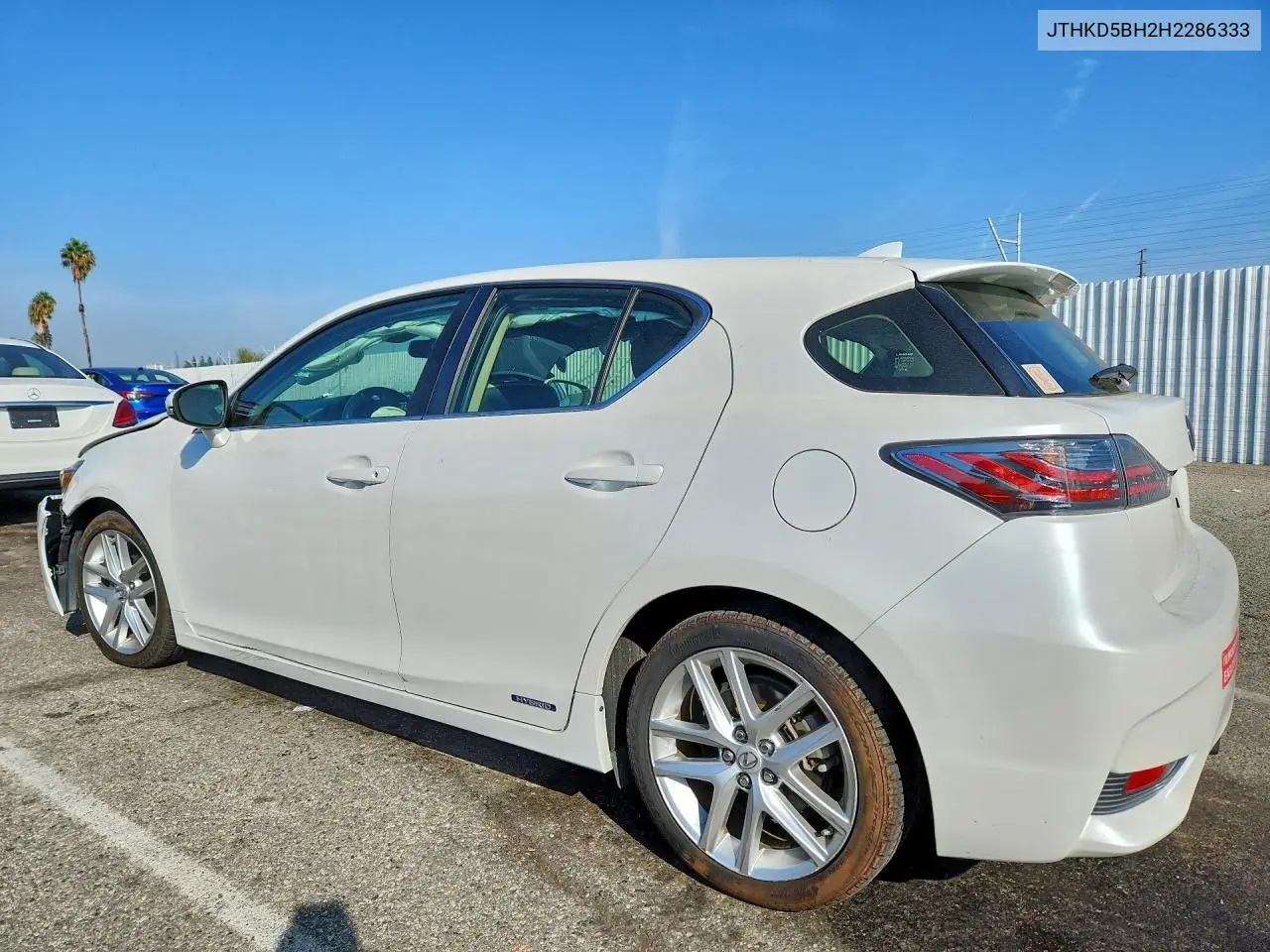 2017 LEXUS CT VIN JTHKD5BH2H2286333 — фото 2