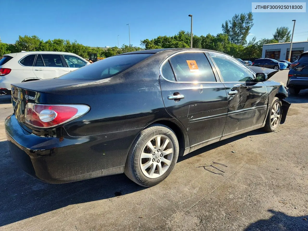 2002 LEXUS ES VIN JTHBF30G925018300 — фото 3