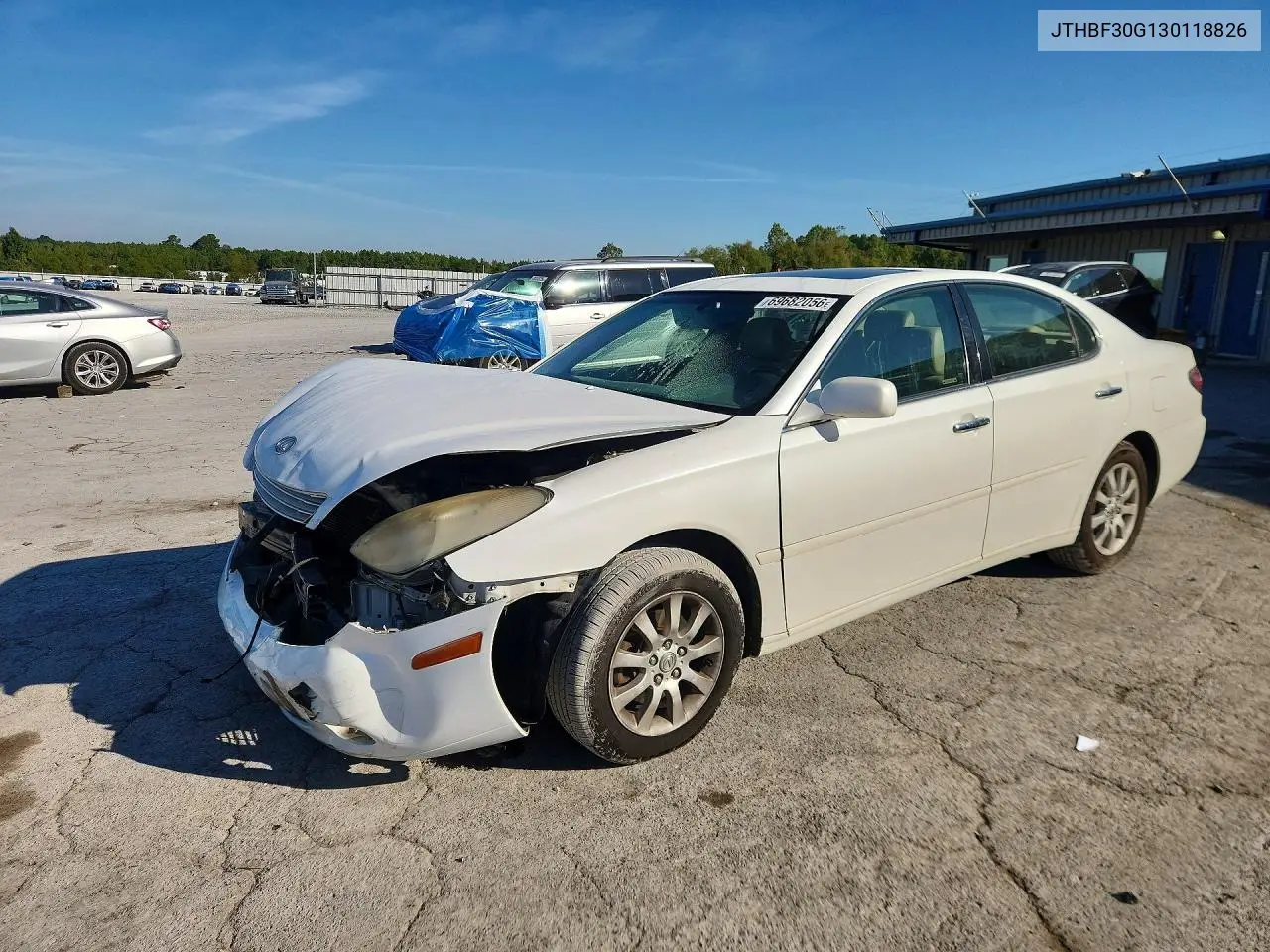 LEXUS ES 2003, VIN JTHBF30G130118826