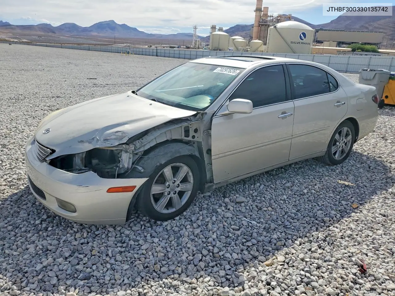 LEXUS ES 2003, VIN JTHBF30G330135742