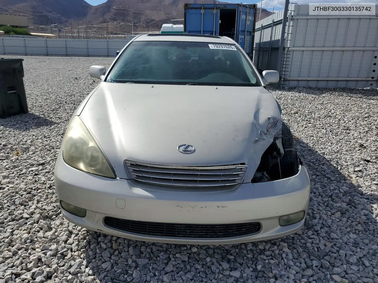 2003 LEXUS ES VIN JTHBF30G330135742 — фото 5