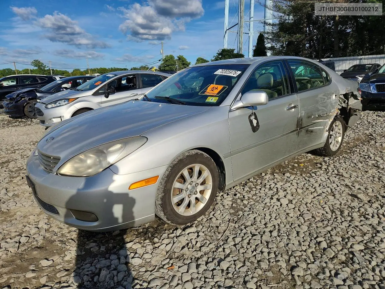 LEXUS ES 2003, VIN JTHBF30G830100212
