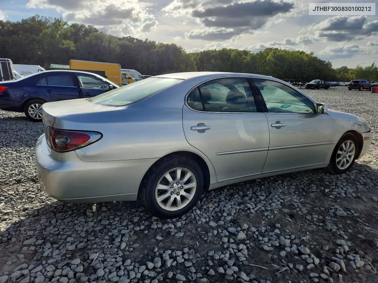 2003 LEXUS ES VIN JTHBF30G830100212 — фото 3