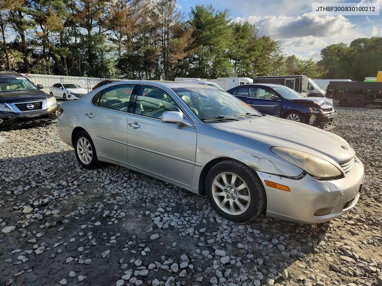 2003 LEXUS ES VIN JTHBF30G830100212 — фото 4