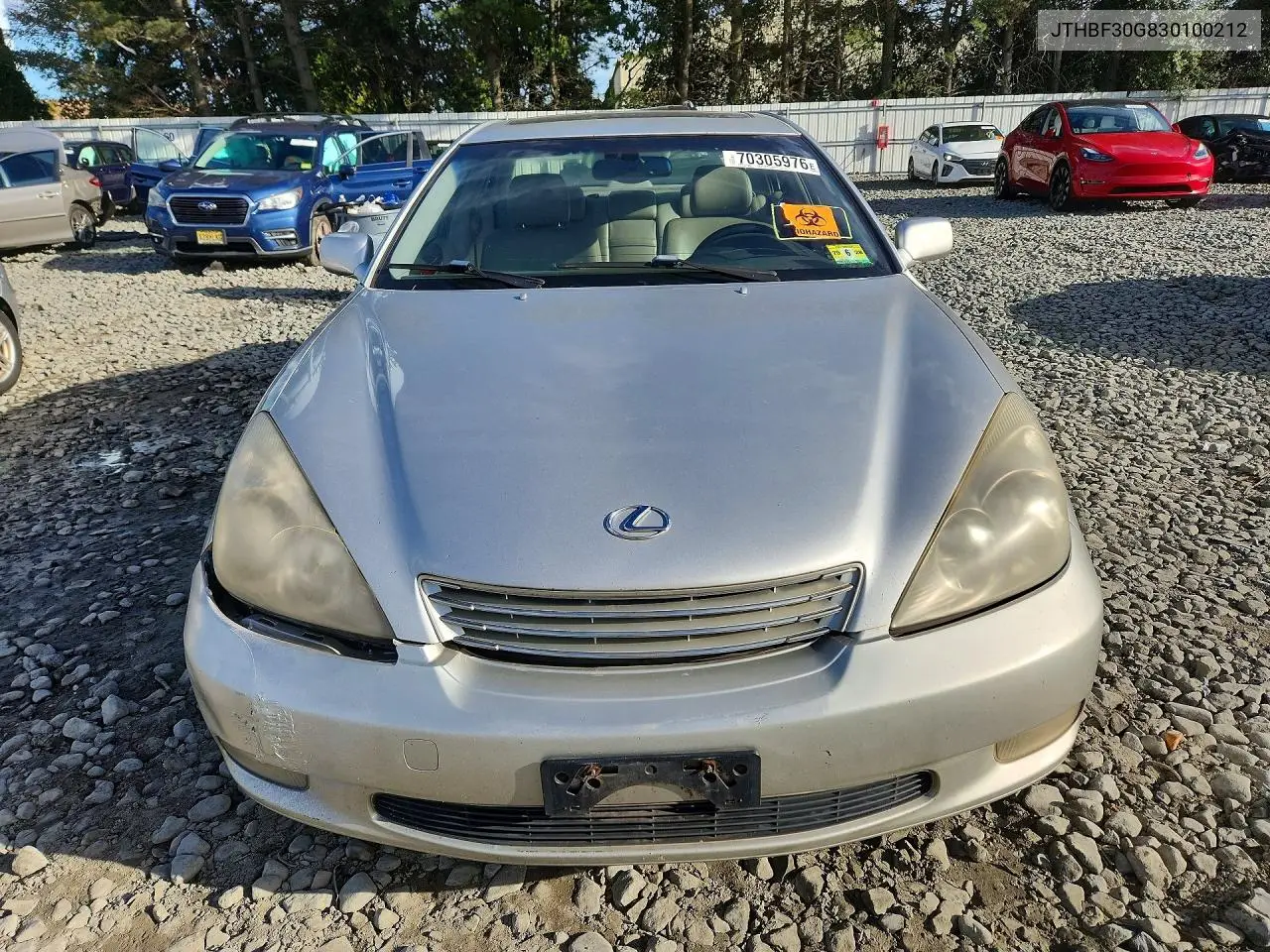 2003 LEXUS ES VIN JTHBF30G830100212 — фото 5