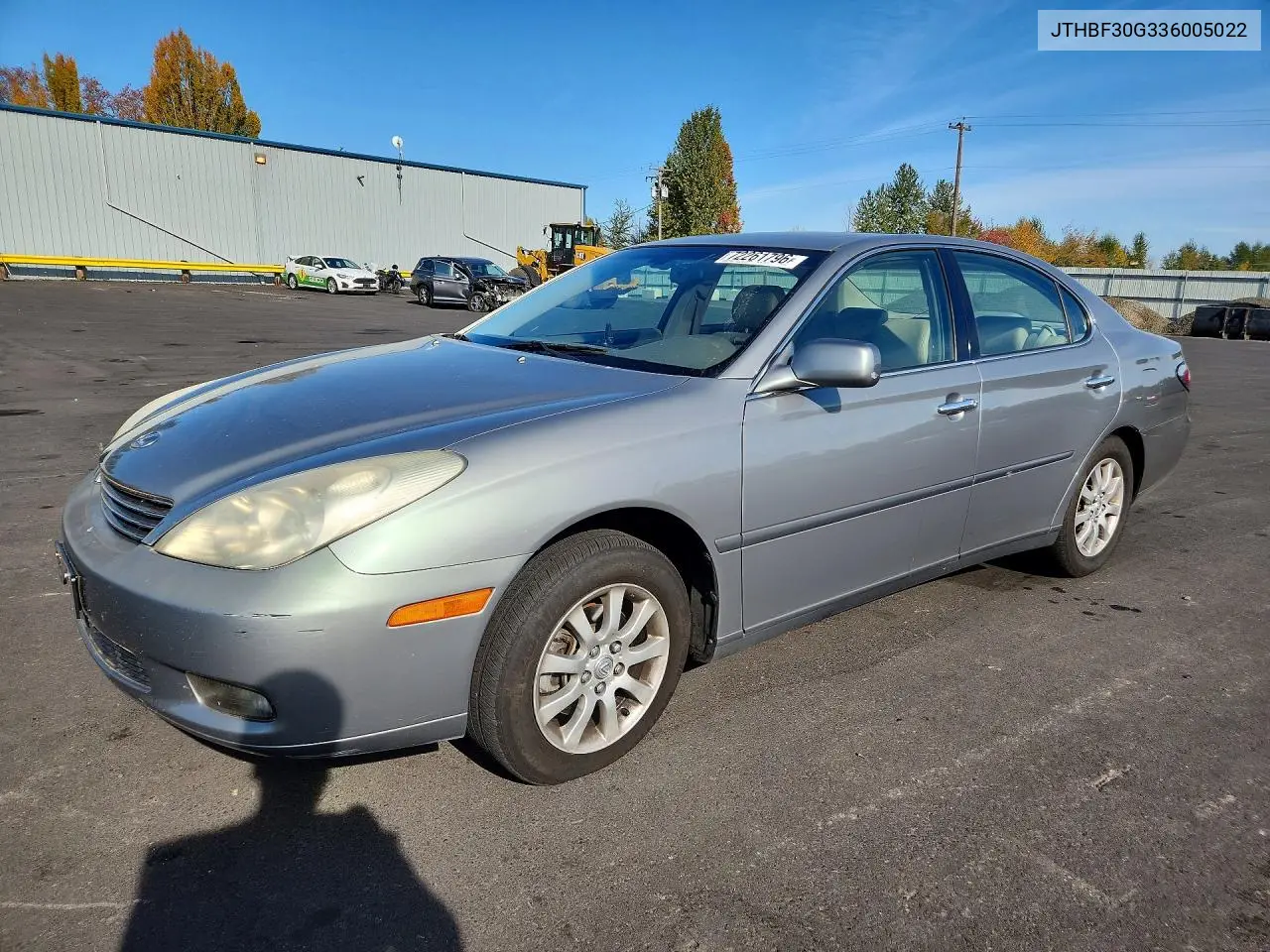 LEXUS ES 2003, VIN JTHBF30G336005022