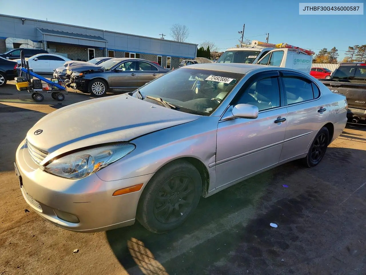 LEXUS ES 2003, VIN JTHBF30G436000587