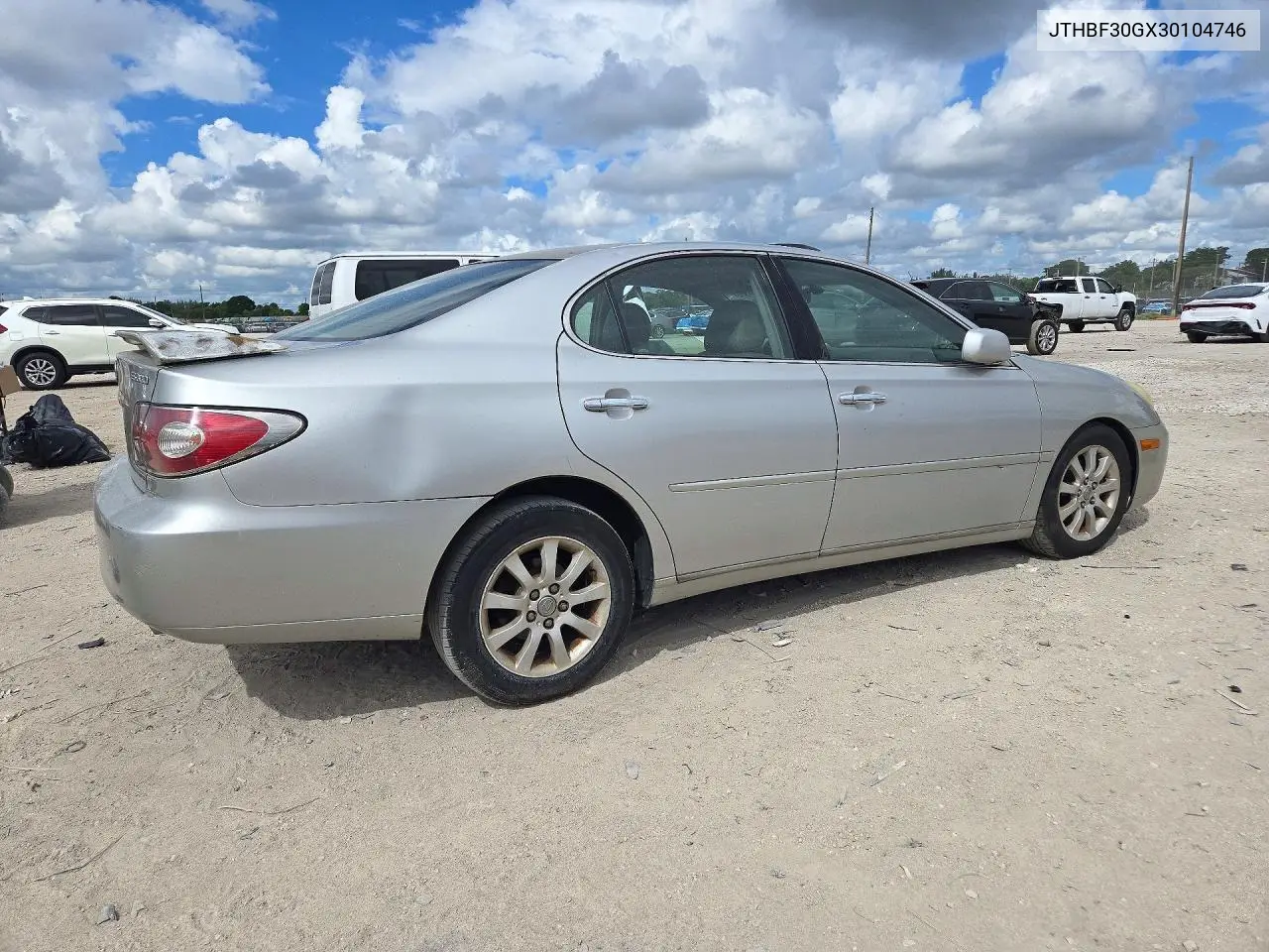 2003 LEXUS ES VIN JTHBF30GX30104746 — фото 3