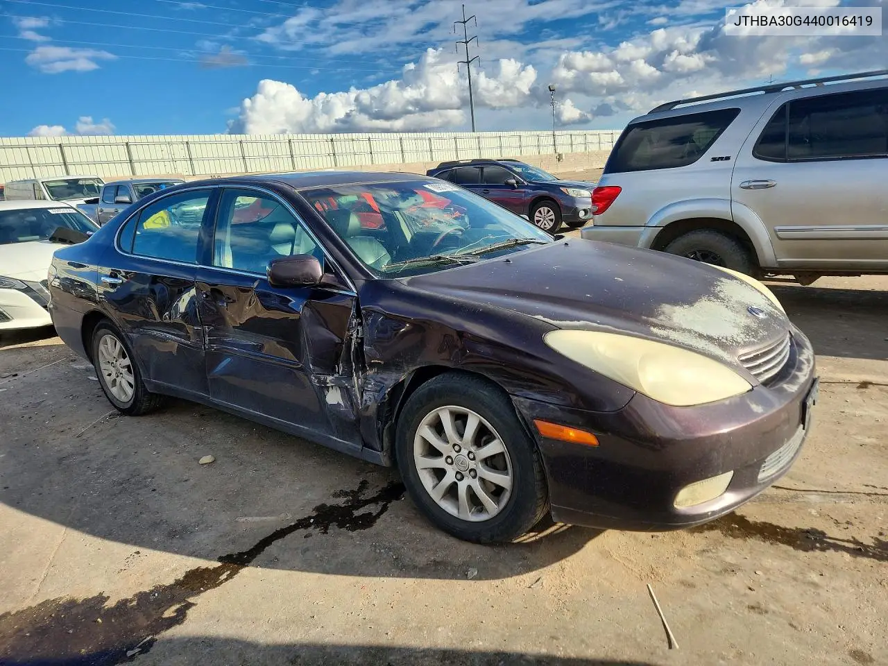 2004 LEXUS ES VIN JTHBA30G440016419 — фото 4
