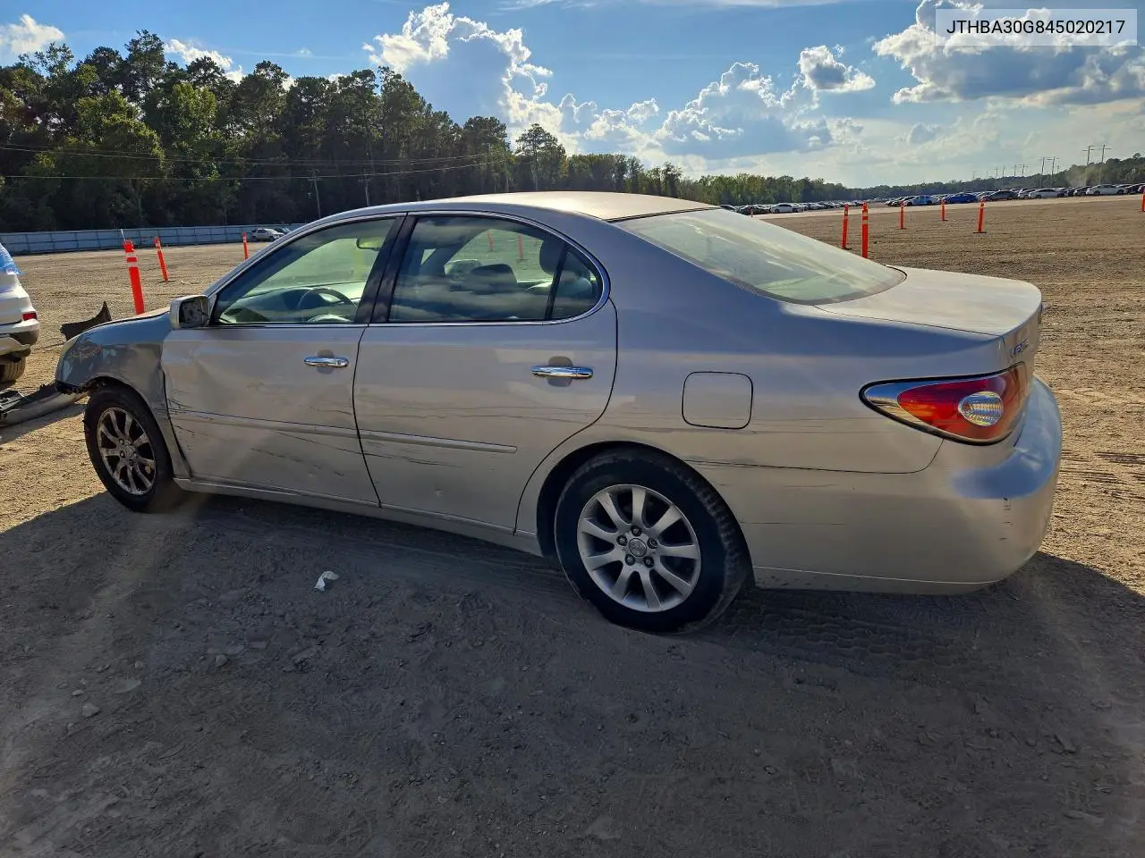 2004 LEXUS ES VIN JTHBA30G845020217 — фото 2