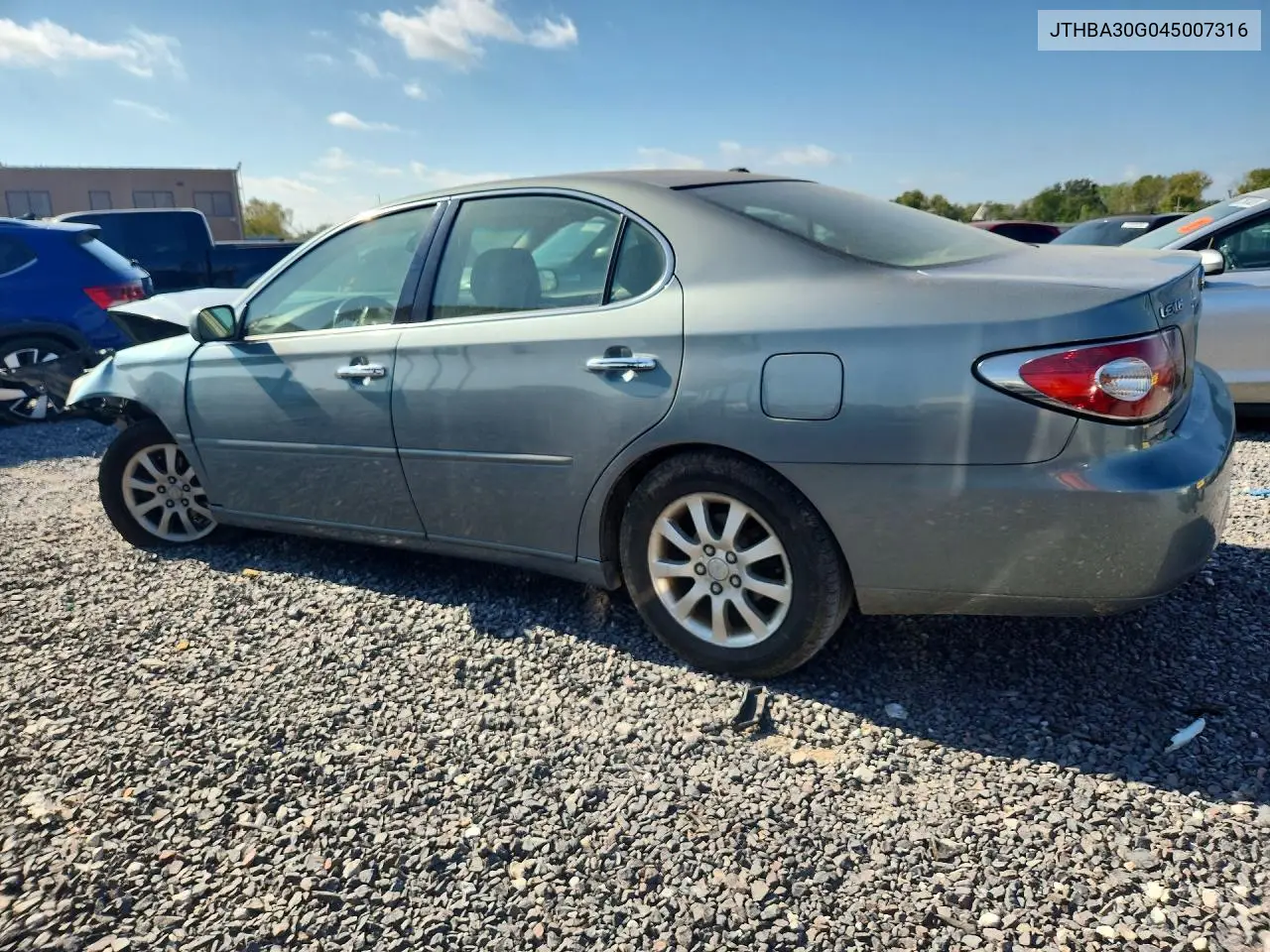 2004 LEXUS ES VIN JTHBA30G045007316 — фото 2