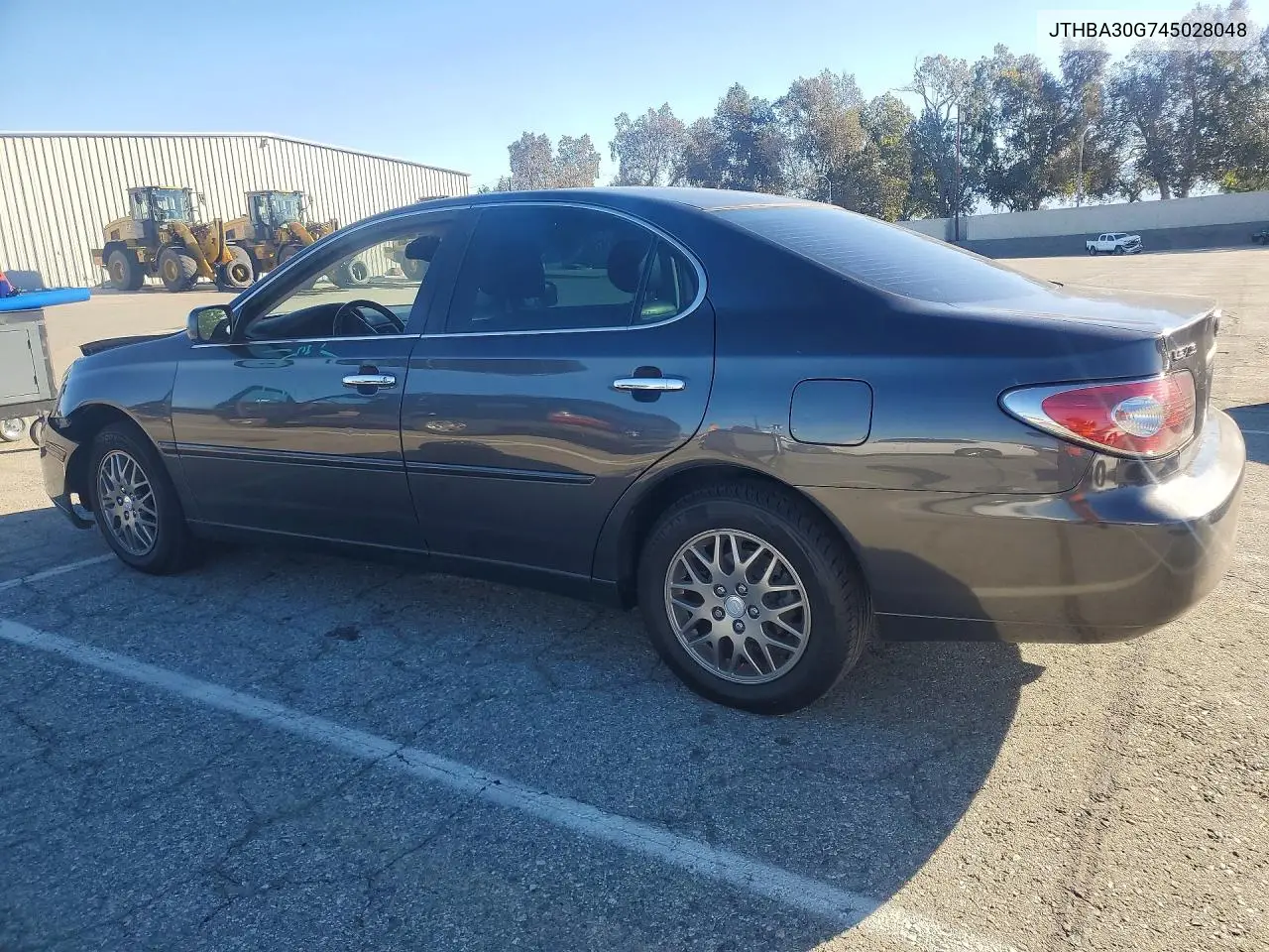2004 LEXUS ES VIN JTHBA30G745028048 — фото 2