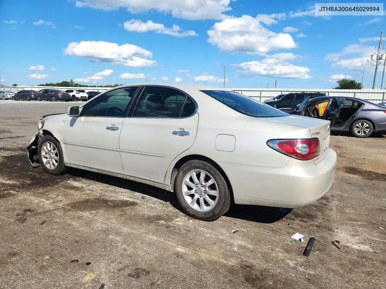 2004 LEXUS ES VIN JTHBA30G645029594 — фото 2