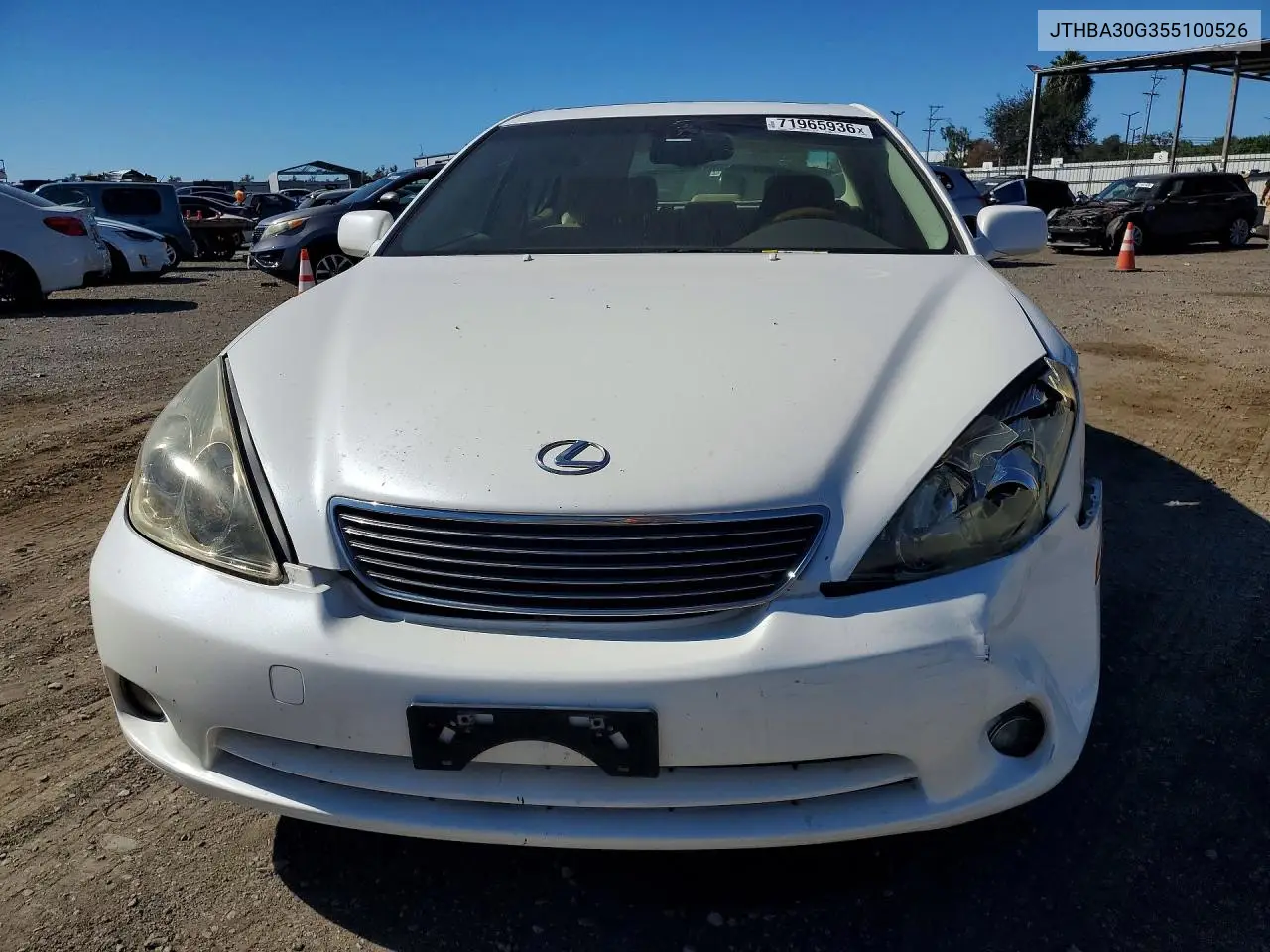2005 LEXUS ES VIN JTHBA30G355100526 — фото 5