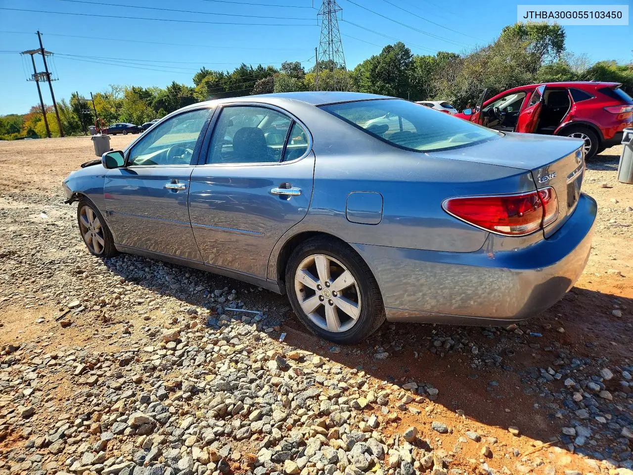 2005 LEXUS ES VIN JTHBA30G055103450 — фото 2