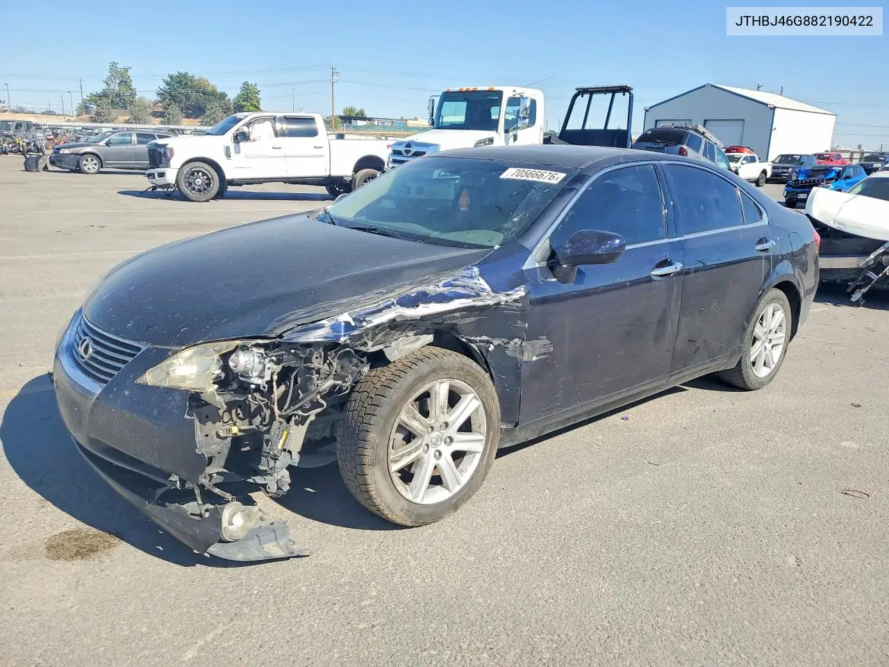 LEXUS ES 2008, VIN JTHBJ46G882190422