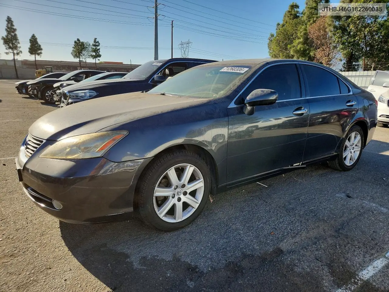 LEXUS ES 2008, VIN JTHBJ46G182260035