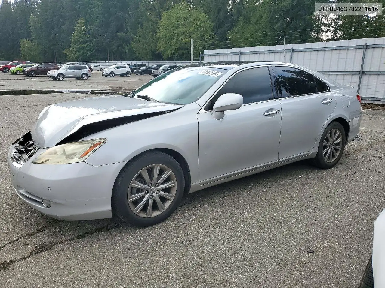 LEXUS ES 2008, VIN JTHBJ46G782211616