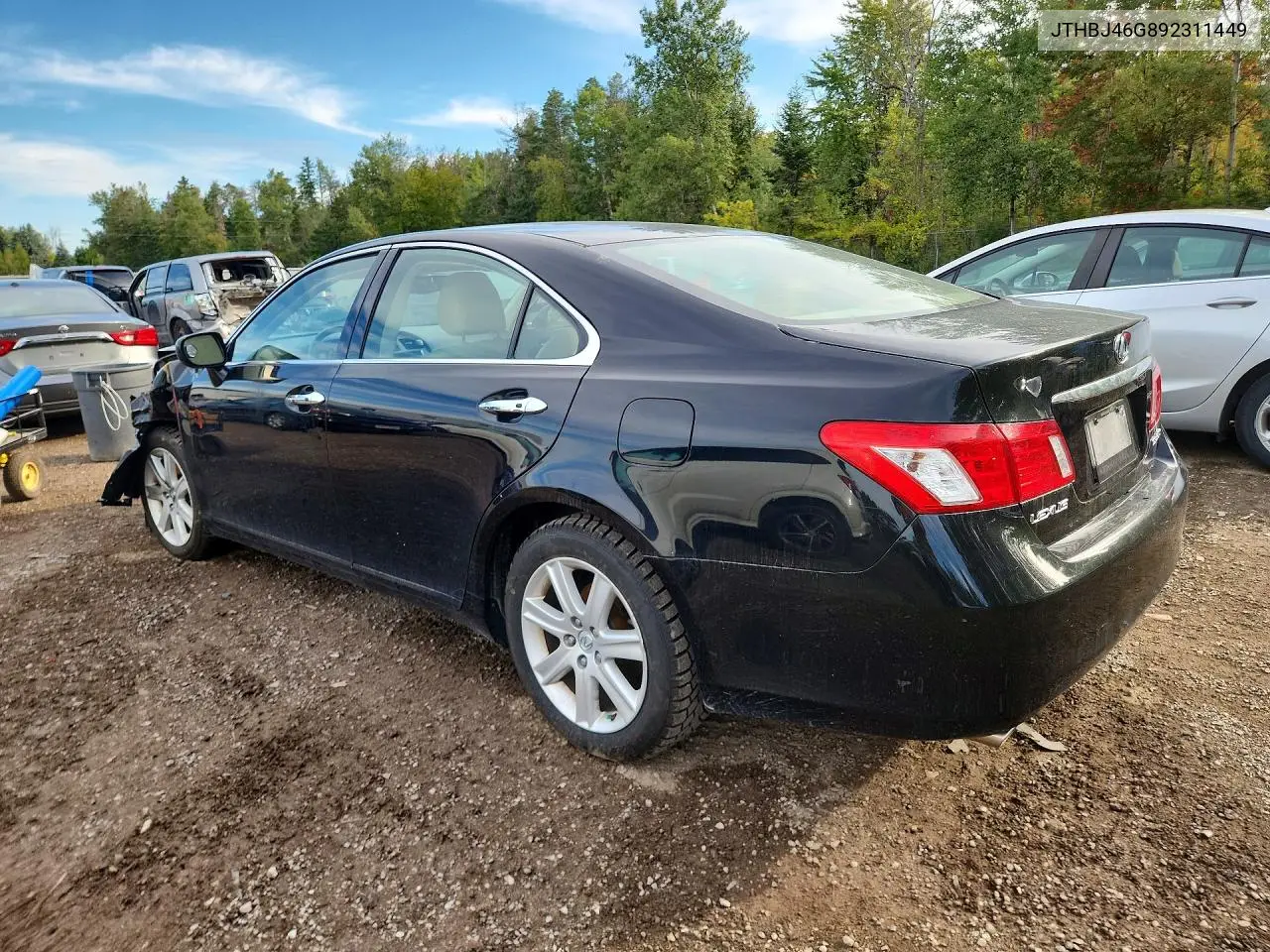 2009 LEXUS ES VIN JTHBJ46G892311449 — фото 2