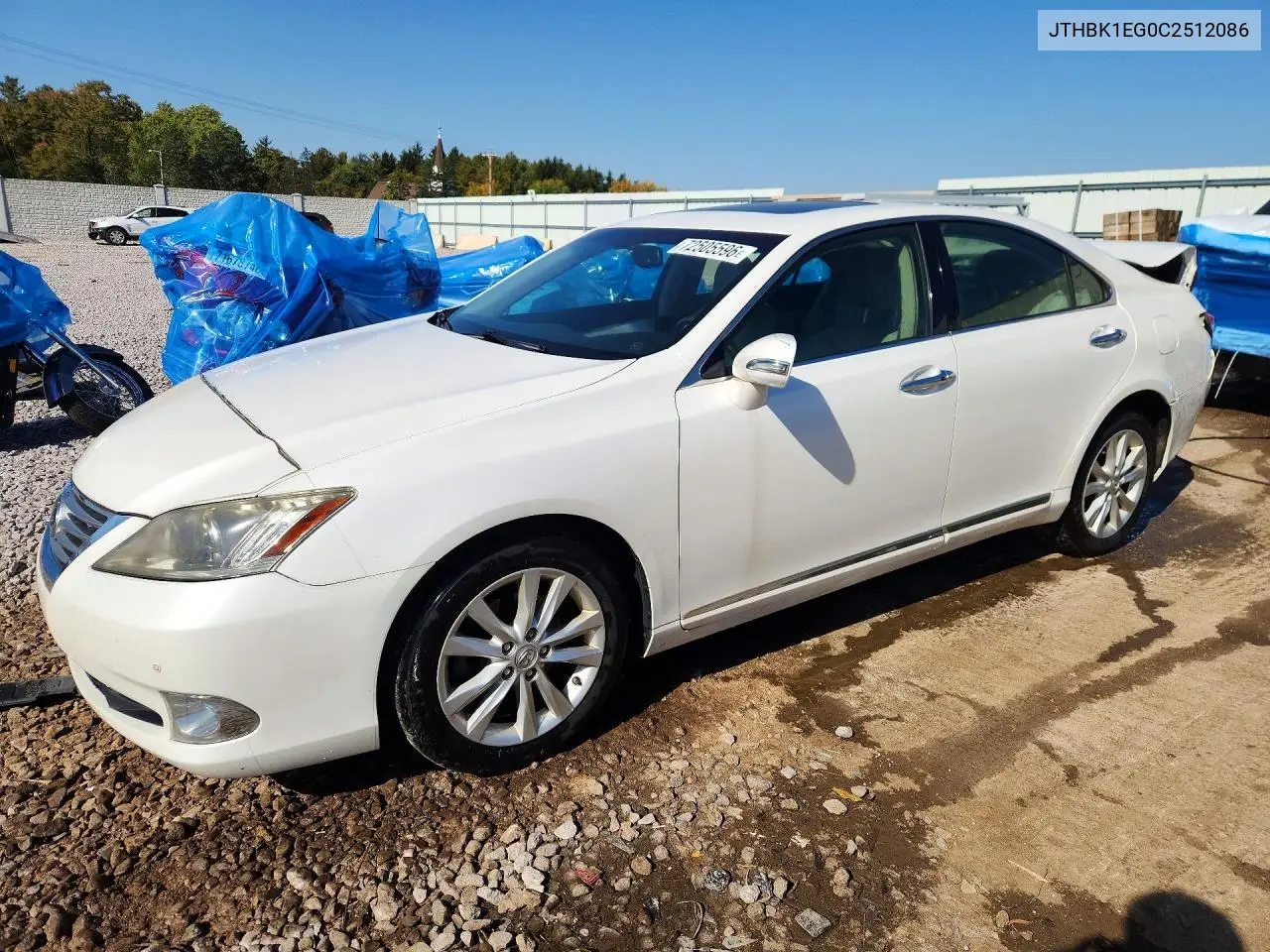 LEXUS ES 2012, VIN JTHBK1EG0C2512086