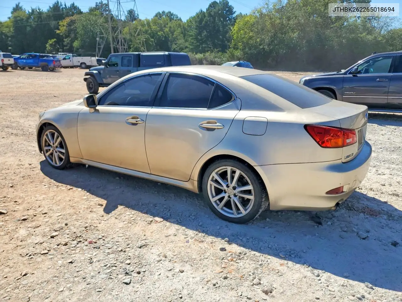 2006 LEXUS IS VIN JTHBK262265018694 — фото 2