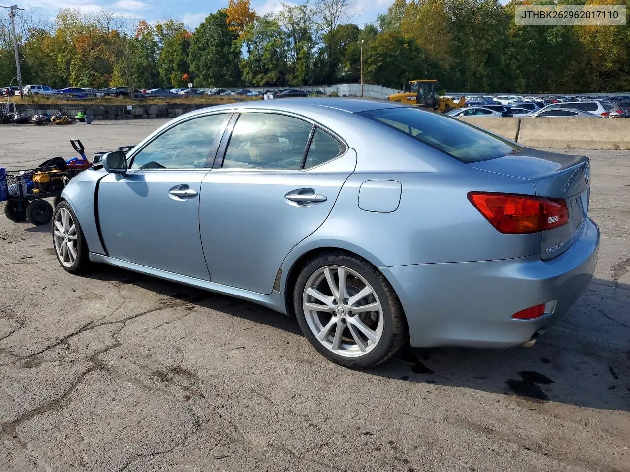 2006 LEXUS IS VIN JTHBK262962017110 — фото 2