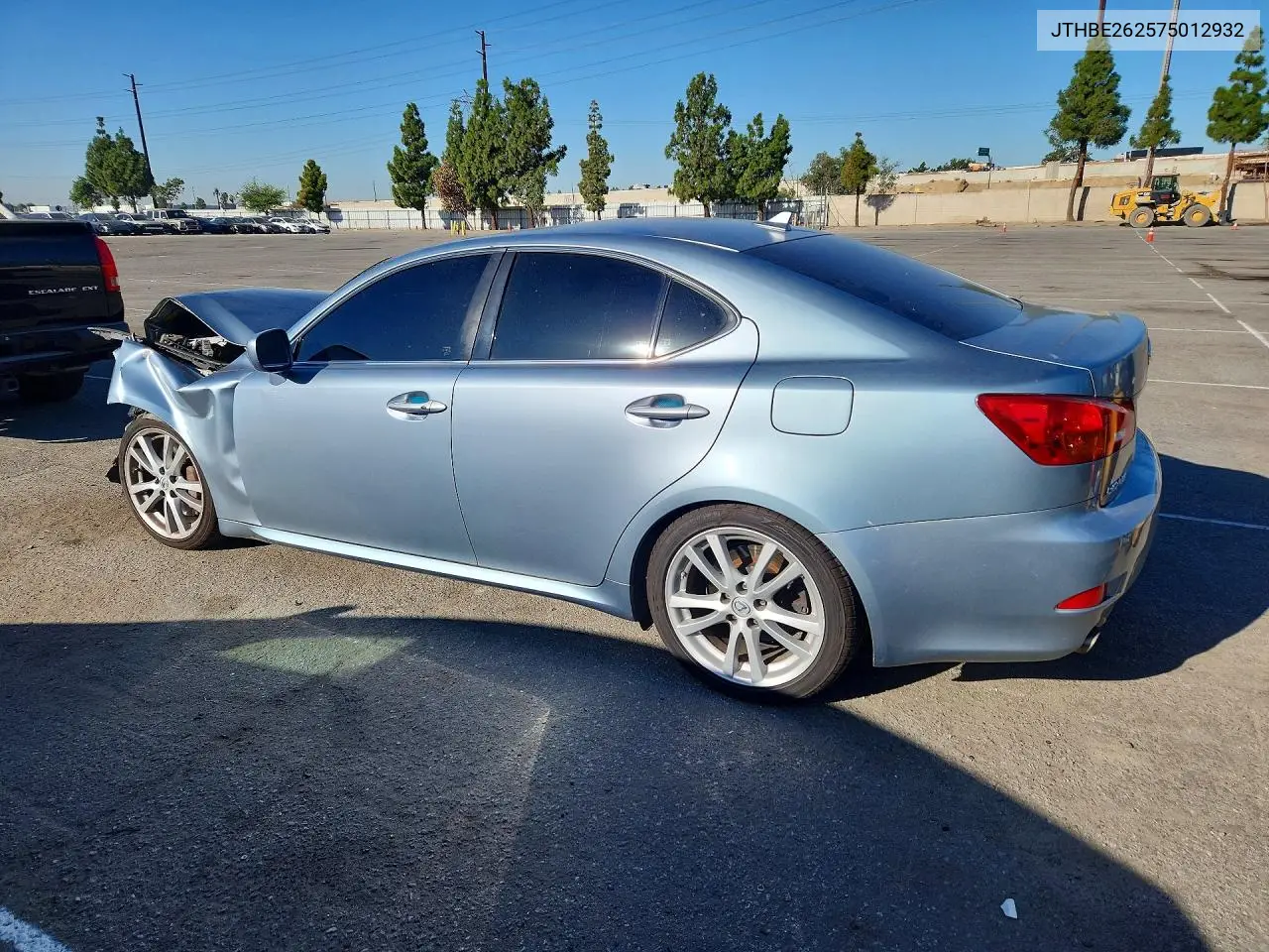 2007 LEXUS IS VIN JTHBE262575012932 — фото 2
