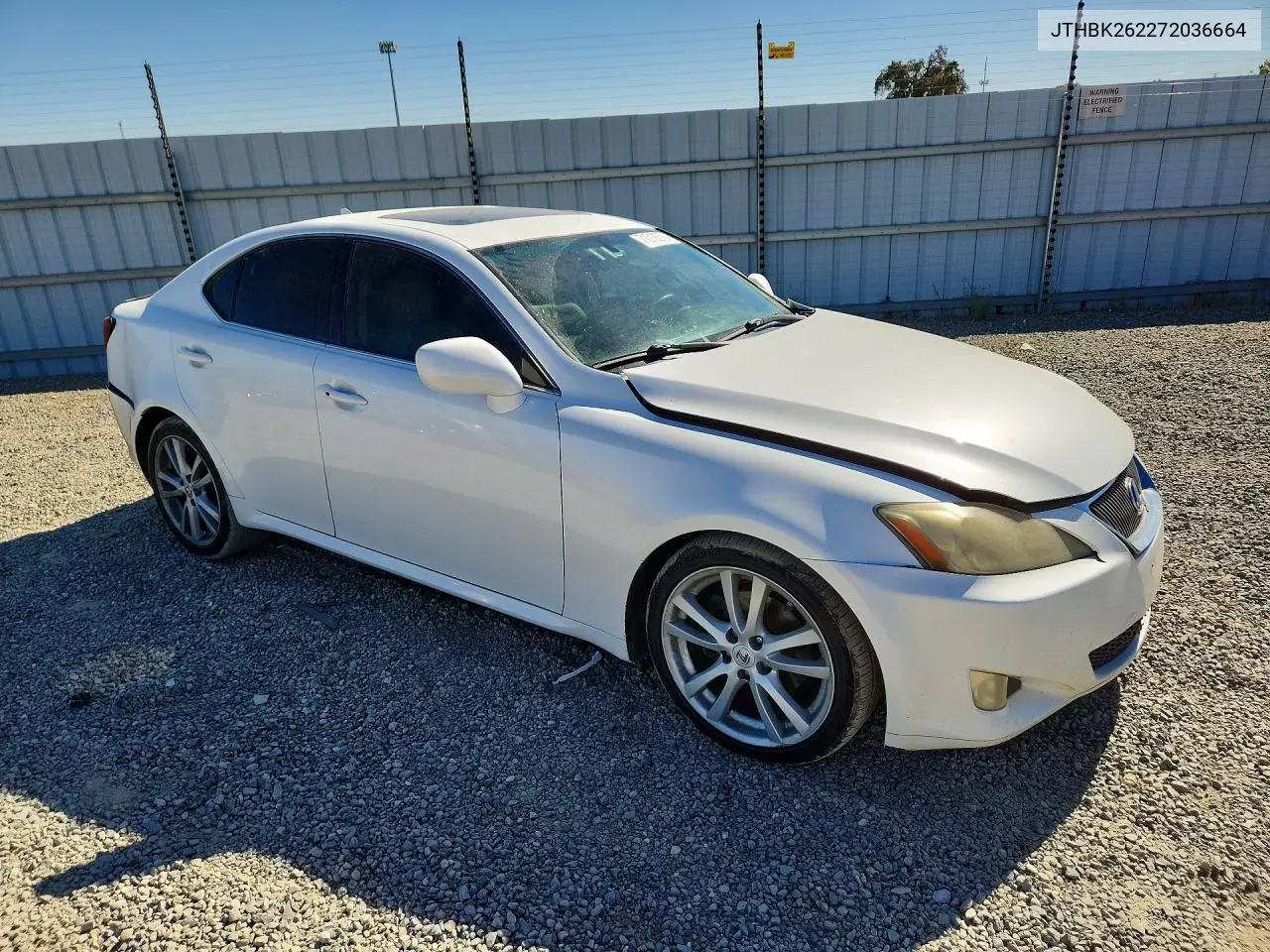 2007 LEXUS IS VIN JTHBK262272036664 — фото 4