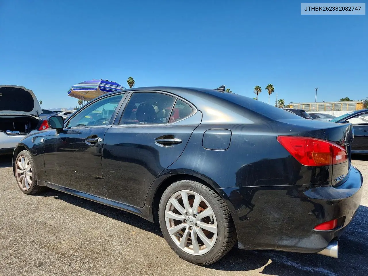 2008 LEXUS IS VIN JTHBK262382082747 — фото 2